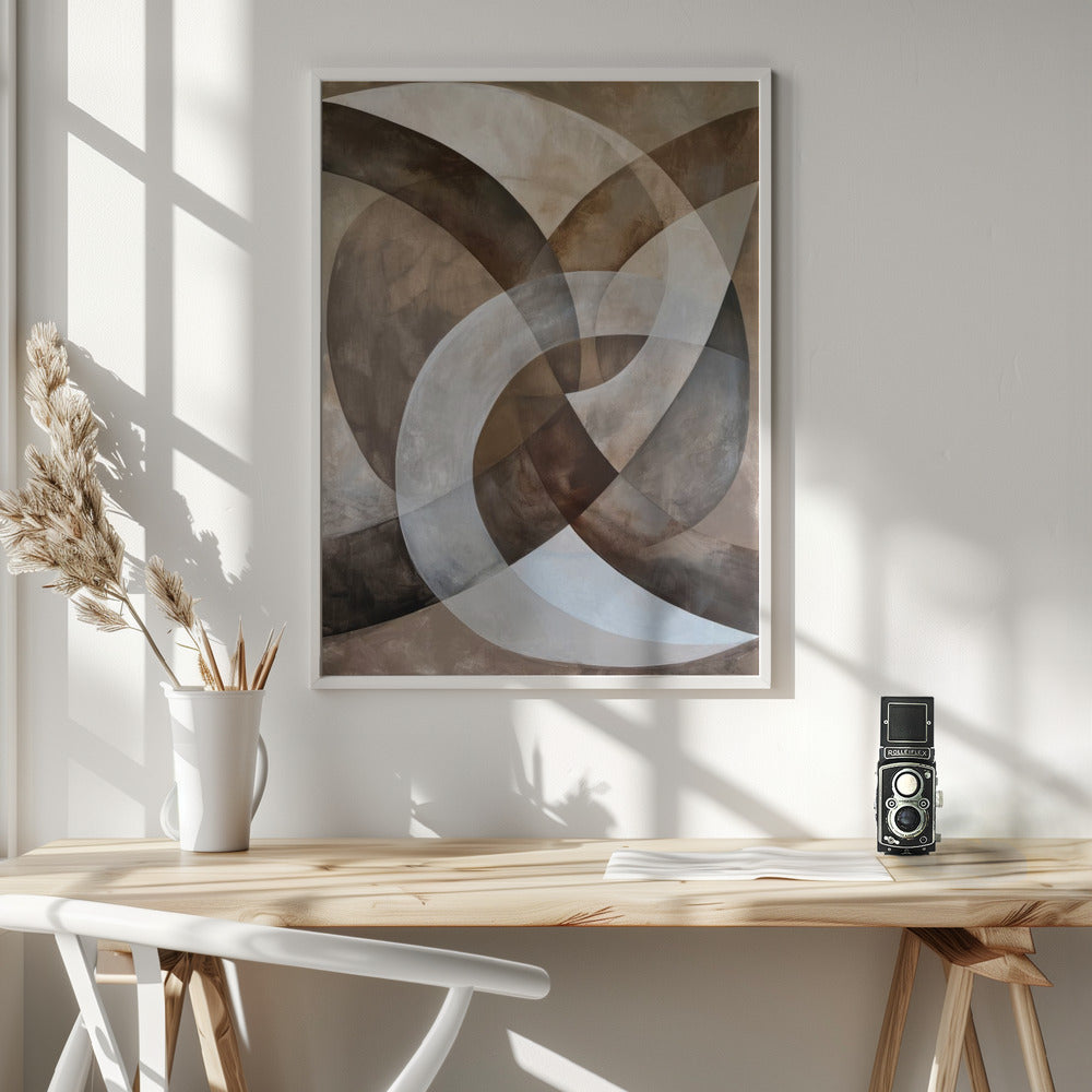 Abstract Art Beige Brown Geo Abstract - Poster / Art Print - interiör