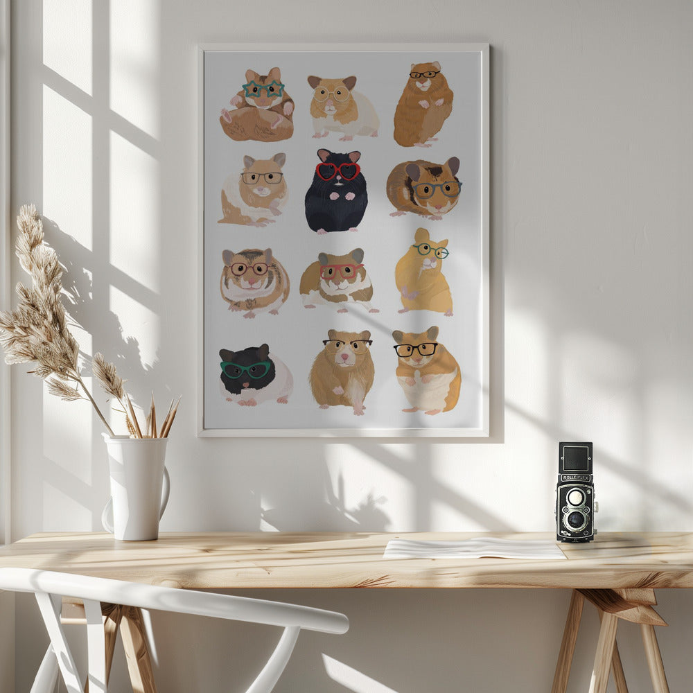 A1 Hamsters In Glasses - Poster / Art Print - interiör