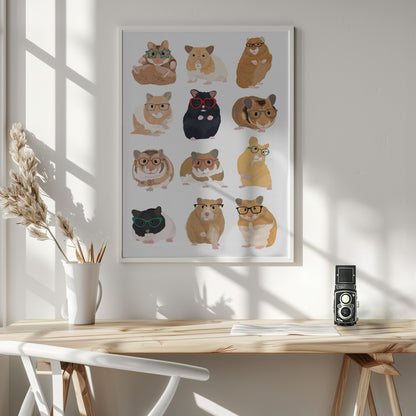 A1 Hamsters In Glasses - Poster / Art Print - interiör
