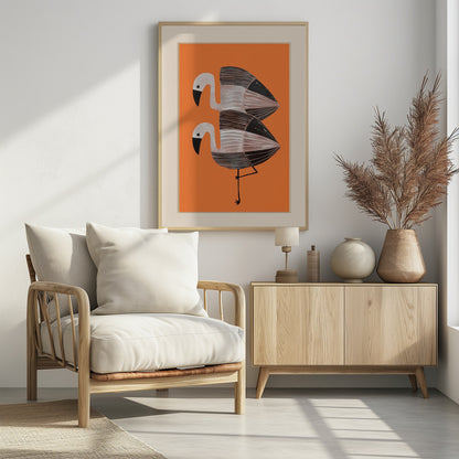 Tangerine Flamingos - Poster / Art Print - interiör