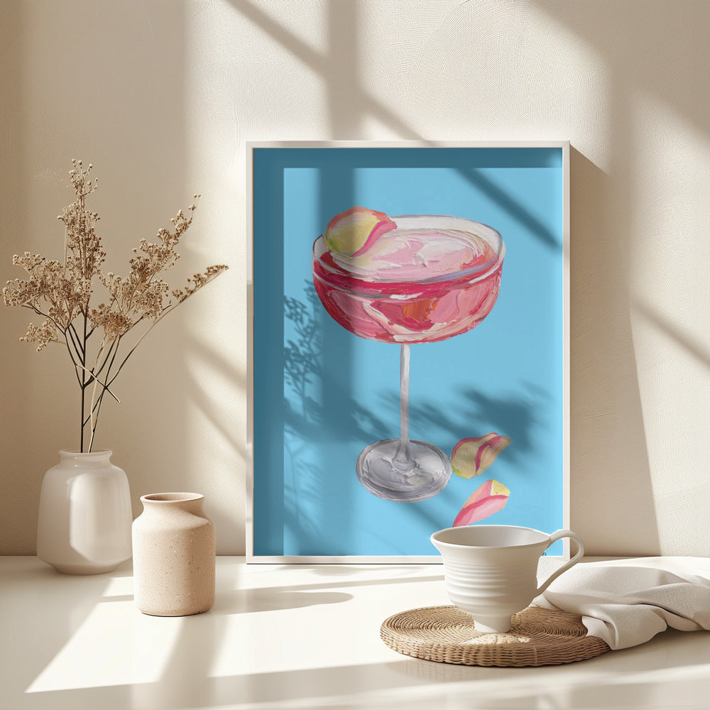 Sparkling Rose Gin Cocktail - Poster / Art Print - interiör
