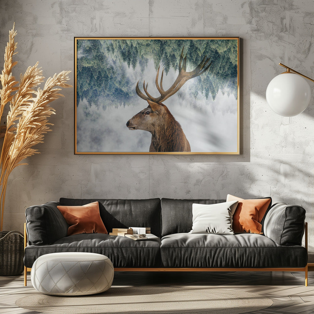 The Deer and the woods - Poster / Art Print - interiör