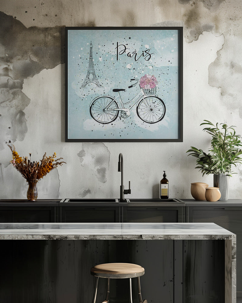 Blue Paris Bike - Poster / Art Print - interiör