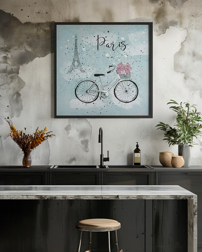 Blue Paris Bike - Poster / Art Print - interiör