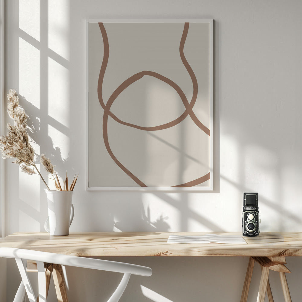 Abstract Lines Mocha 6 - Poster / Art Print - interiör