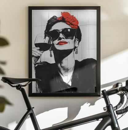 Woman and drink - Poster / Art Print - interiör
