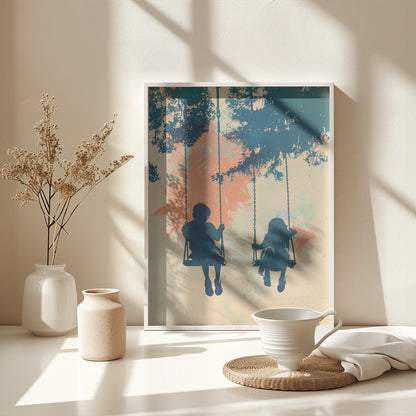 Kids On Swings - Poster / Art Print - interiör