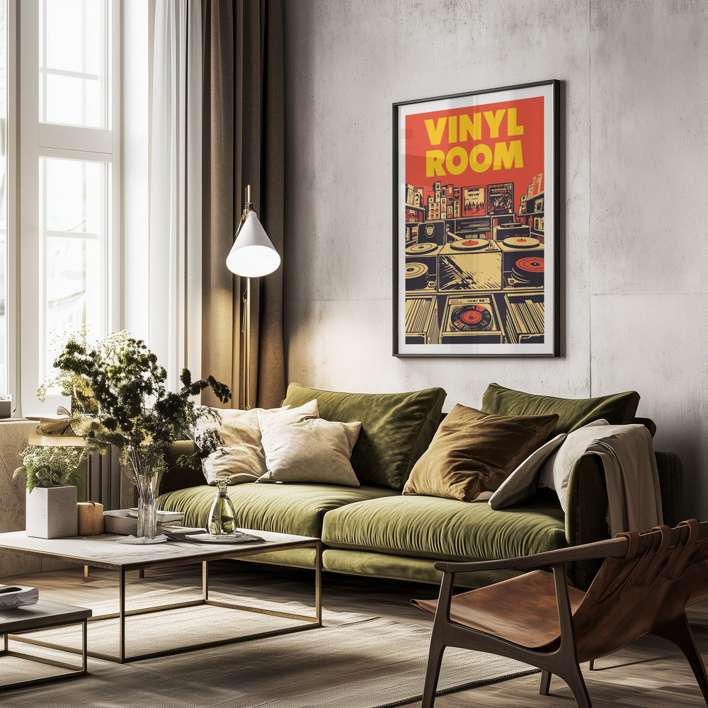 Retro Vinyl Shop - Poster / Art Print - interiör