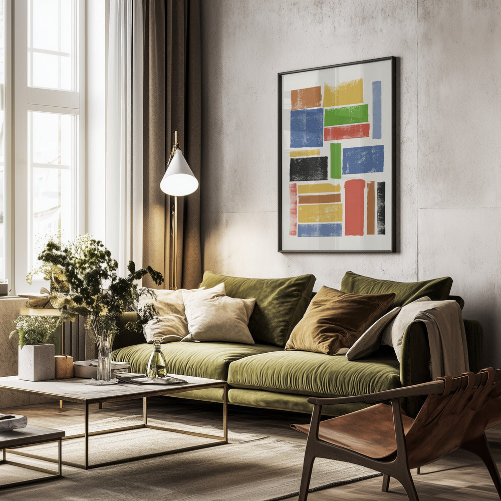 Color Block Harmony - Poster / Art Print - interiör