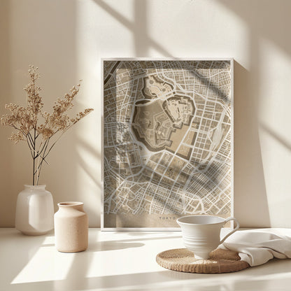 Sepia karta av Tokyo - Poster / Art Print - interiör