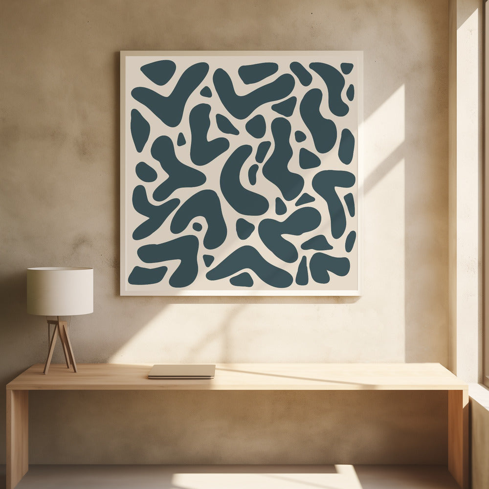 Abstract Lines And Shapes Greyish Green - Poster / Art Print - interiör