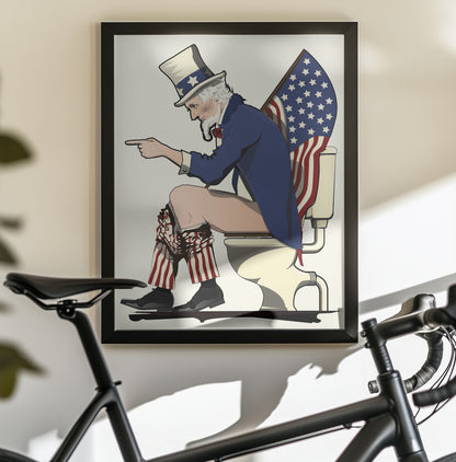 Uncle Sam On the Toilet - Poster / Art Print - interiör