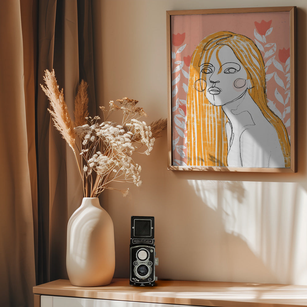 The Tulip Girl (Peach) - Poster / Art Print - interiör