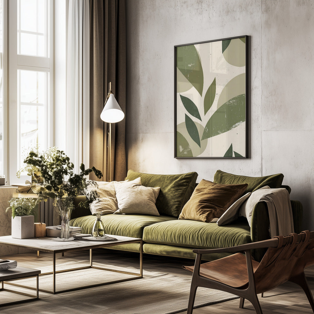 Green Abstract Leaves No 3 - Poster / Art Print - interiör