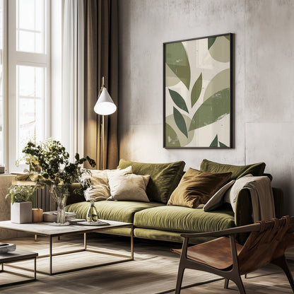 Green Abstract Leaves No 3 - Poster / Art Print - interiör