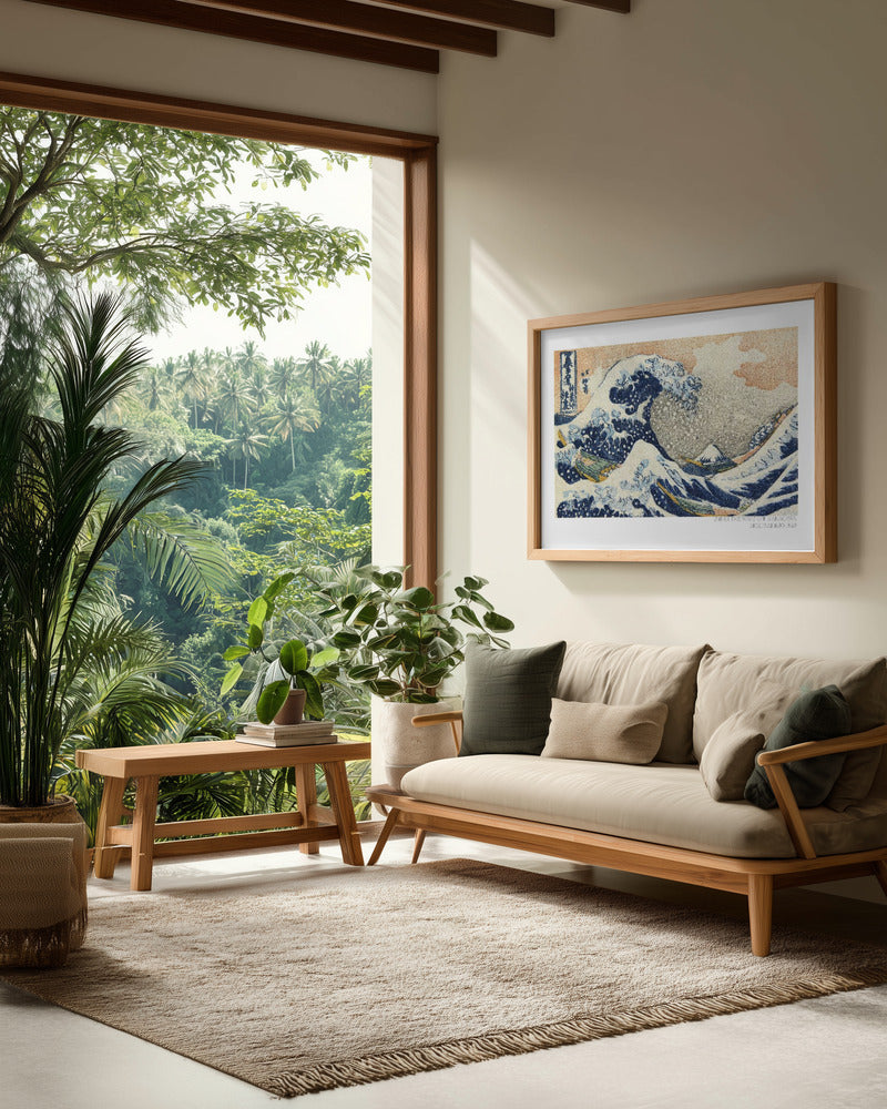 Hokusai's Under the Wave Off Kanagawa (1830 1833) - Poster / Art Print - interiör