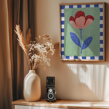 Stylized Flower With Red Petals And Black Dots - Poster / Art Print - interiör