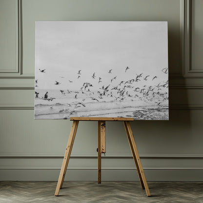 Seagulls - Coastal black and white - Poster / Art Print - interiör