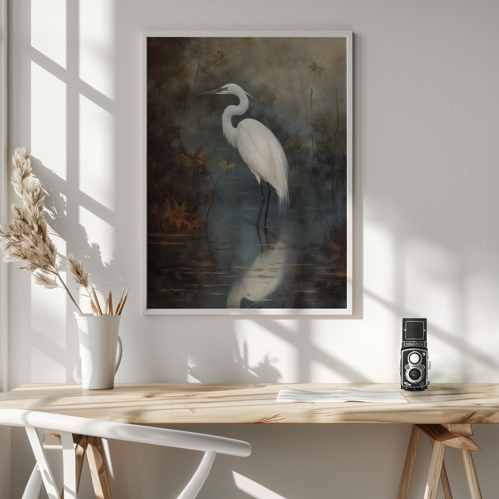 White Egret - Poster / Art Print - interiör