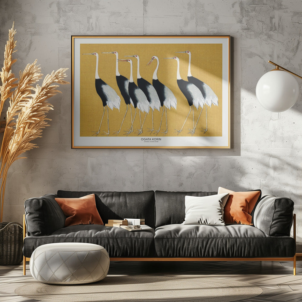 Japanese Red Crown Crane - Poster / Art Print - interiör