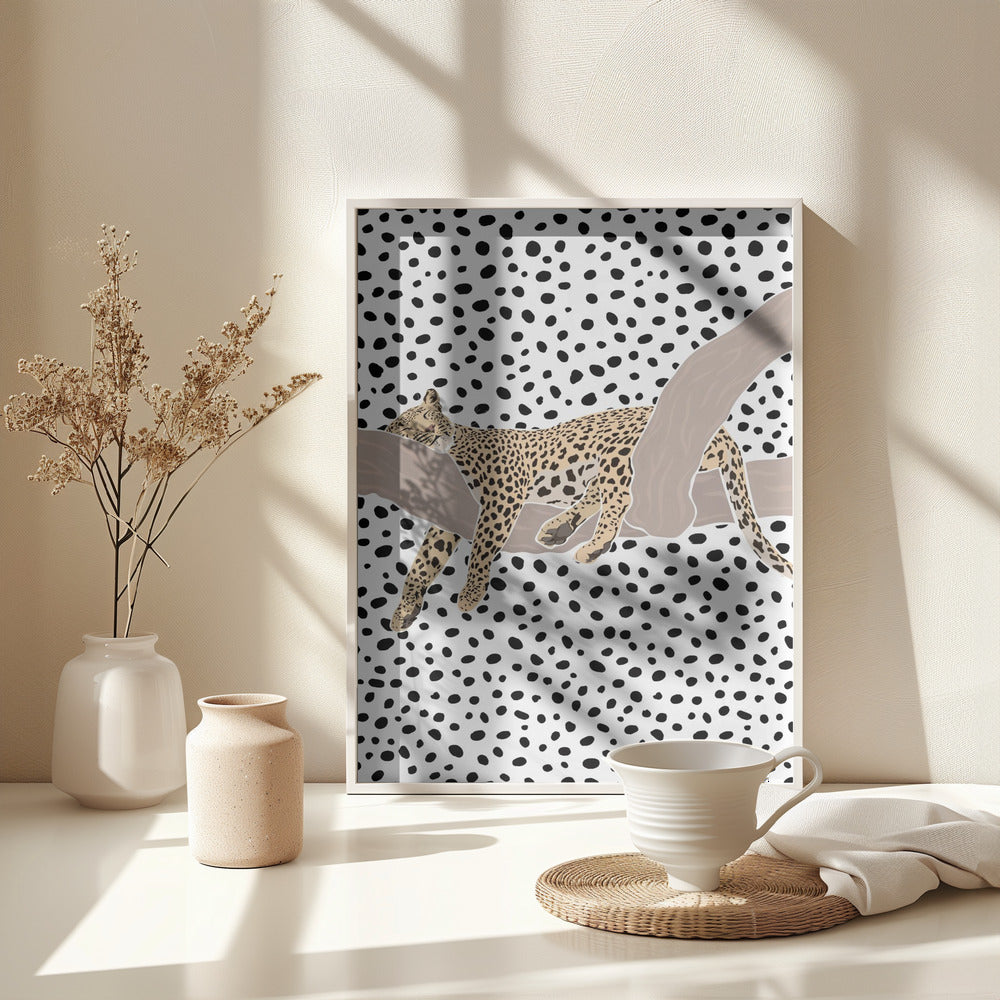 Leopard Sleeping Polkadots - Poster / Art Print - interiör