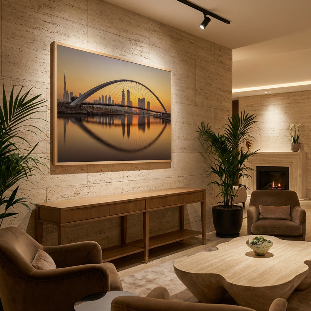 Sunrise at the Dubai Water Canal - Poster / Art Print - interiör