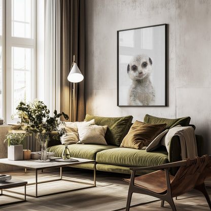 Peekaboo Baby Meerkat - Poster / Art Print - interiör