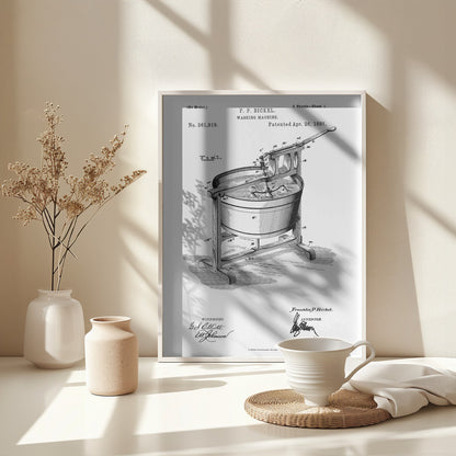 Washing Machine Patent 1887 - Poster / Art Print - interiör