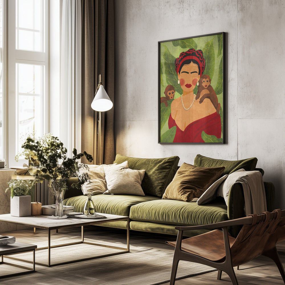 Frida and Monkeys - Poster / Art Print - interiör