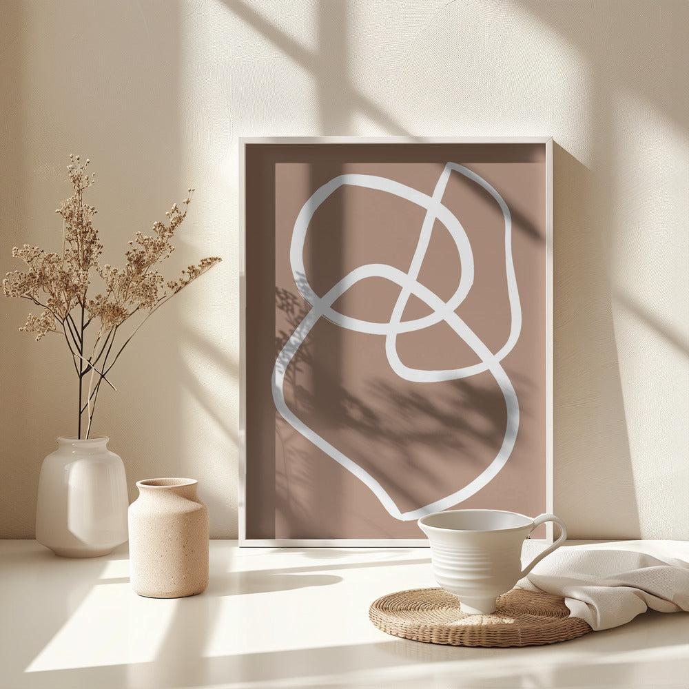 Abstract Lines Mocha - Poster / Art Print - interiör