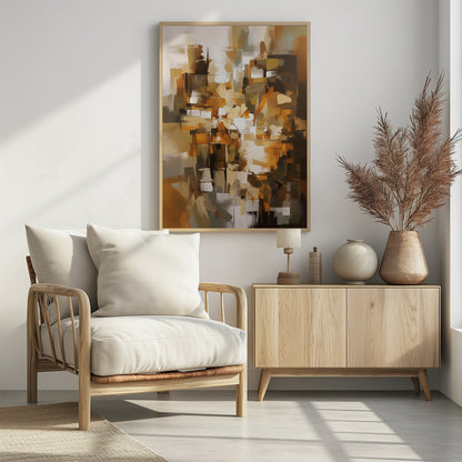 Abstract Patchwork In Earth Tones - Poster / Art Print - interiör