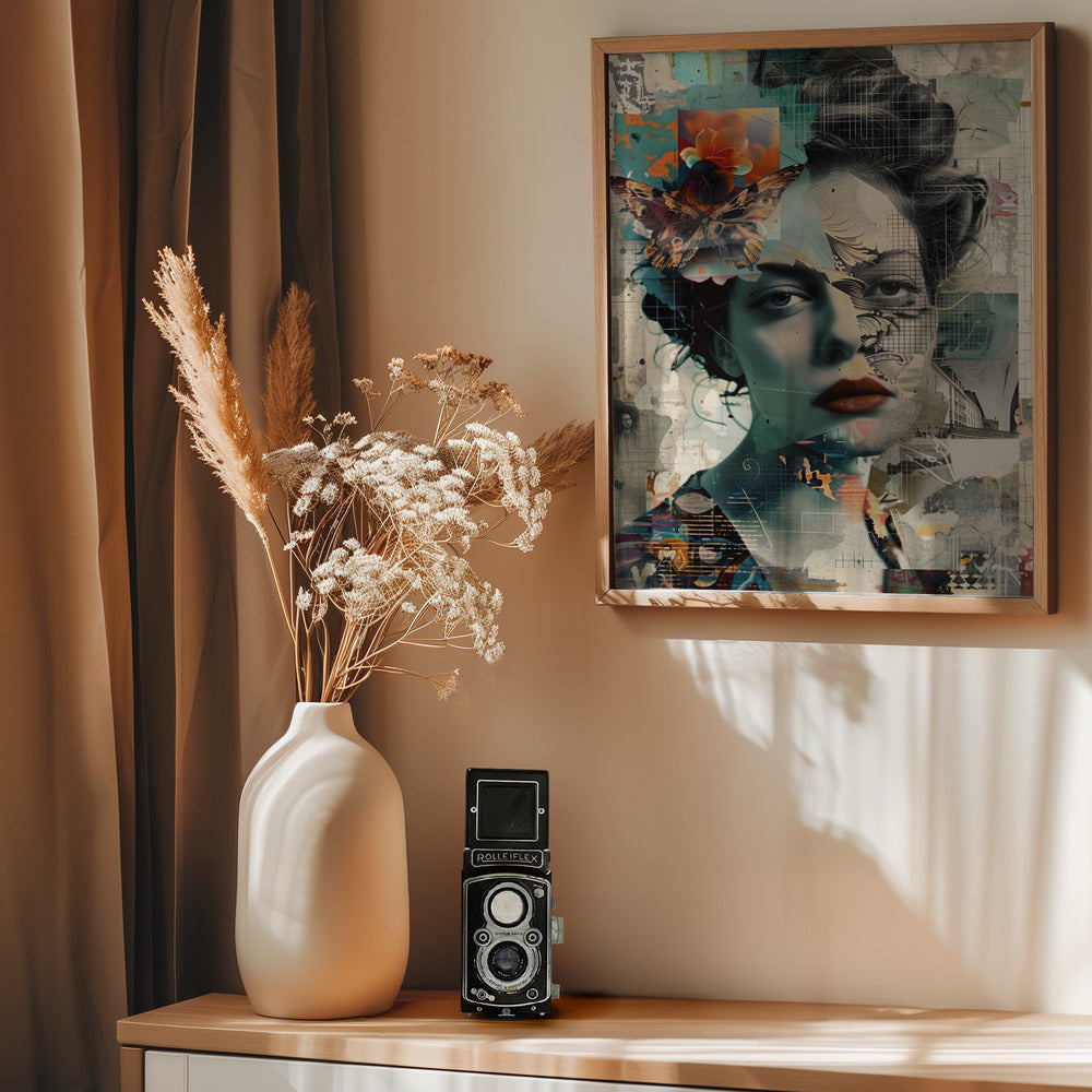 The Collage Girl No 3 - Poster / Art Print - interiör