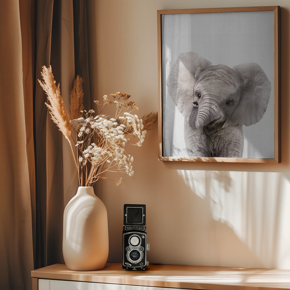 Peekaboo Baby Elephant - Poster / Art Print - interiör
