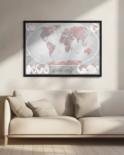 Klassisk världskarta i vattenfärg - Poster / Art Print - interiör