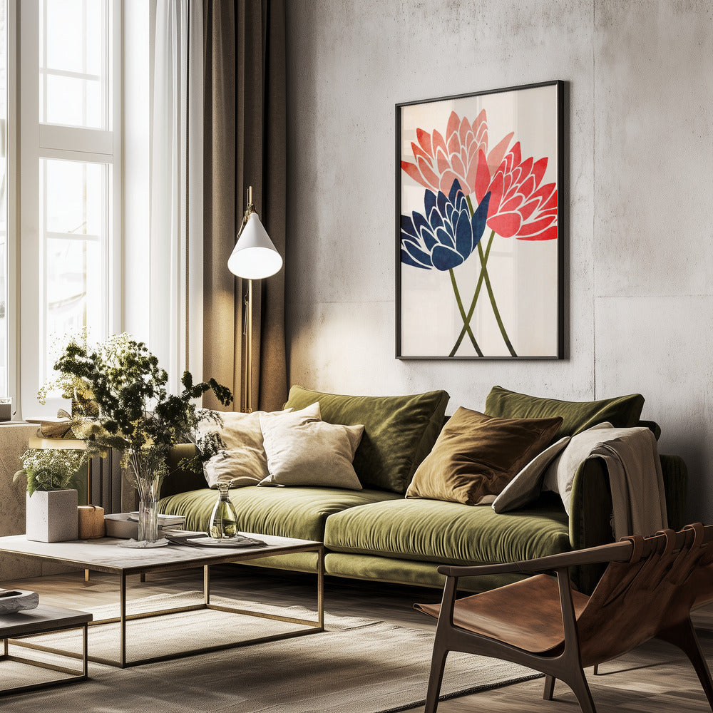 Three Dancing Blossoms - Poster / Art Print - interiör