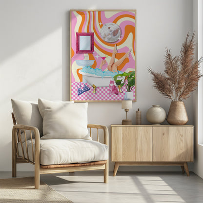 Groovy Bathtub Bliss - Poster / Art Print - interiör