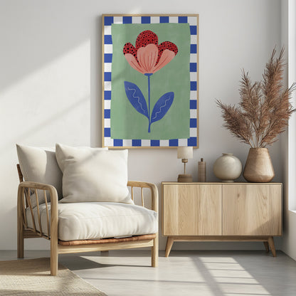 Stylized Flower With Red Petals And Black Dots - Poster / Art Print - interiör