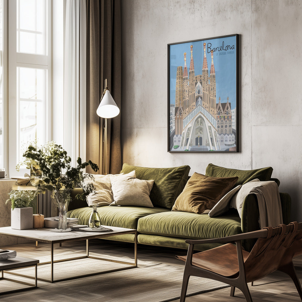 The Sagrada Familia, Barcelona by Artist Carla Daly - Poster / Art Print - interiör