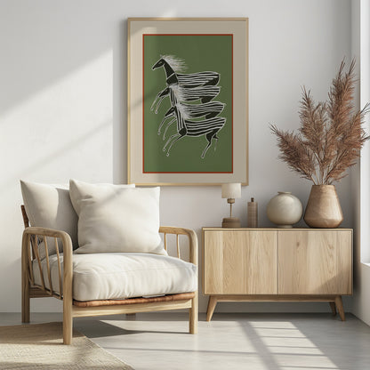 Horses In Stripes - Poster / Art Print - interiör
