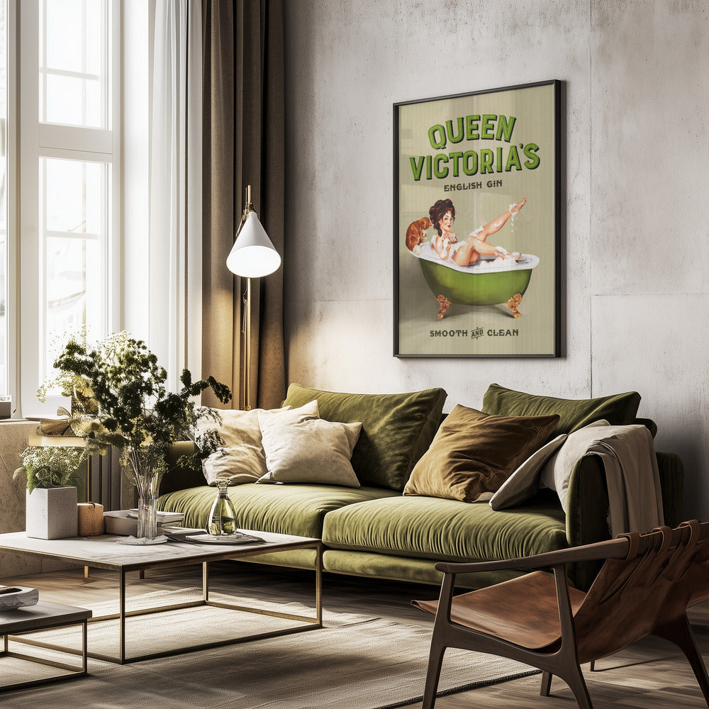 Queen Victoria English Gin Bath Pinup Girl - Poster / Art Print - interiör
