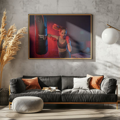 Portrait of lady boxer - Poster / Art Print - interiör