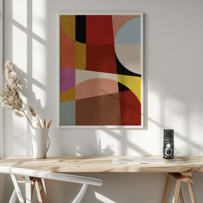 Warm Colors Bauhaus Geometry2 - Poster / Art Print - interiör