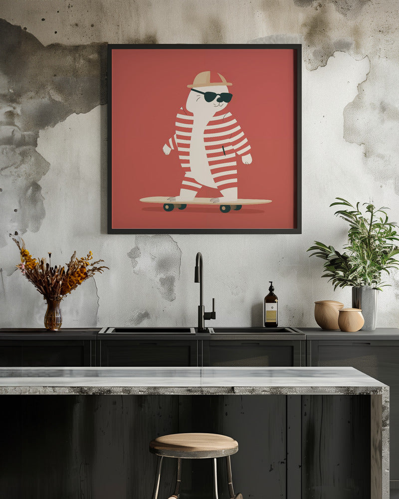 Skateboard Bear - Poster / Art Print - interiör