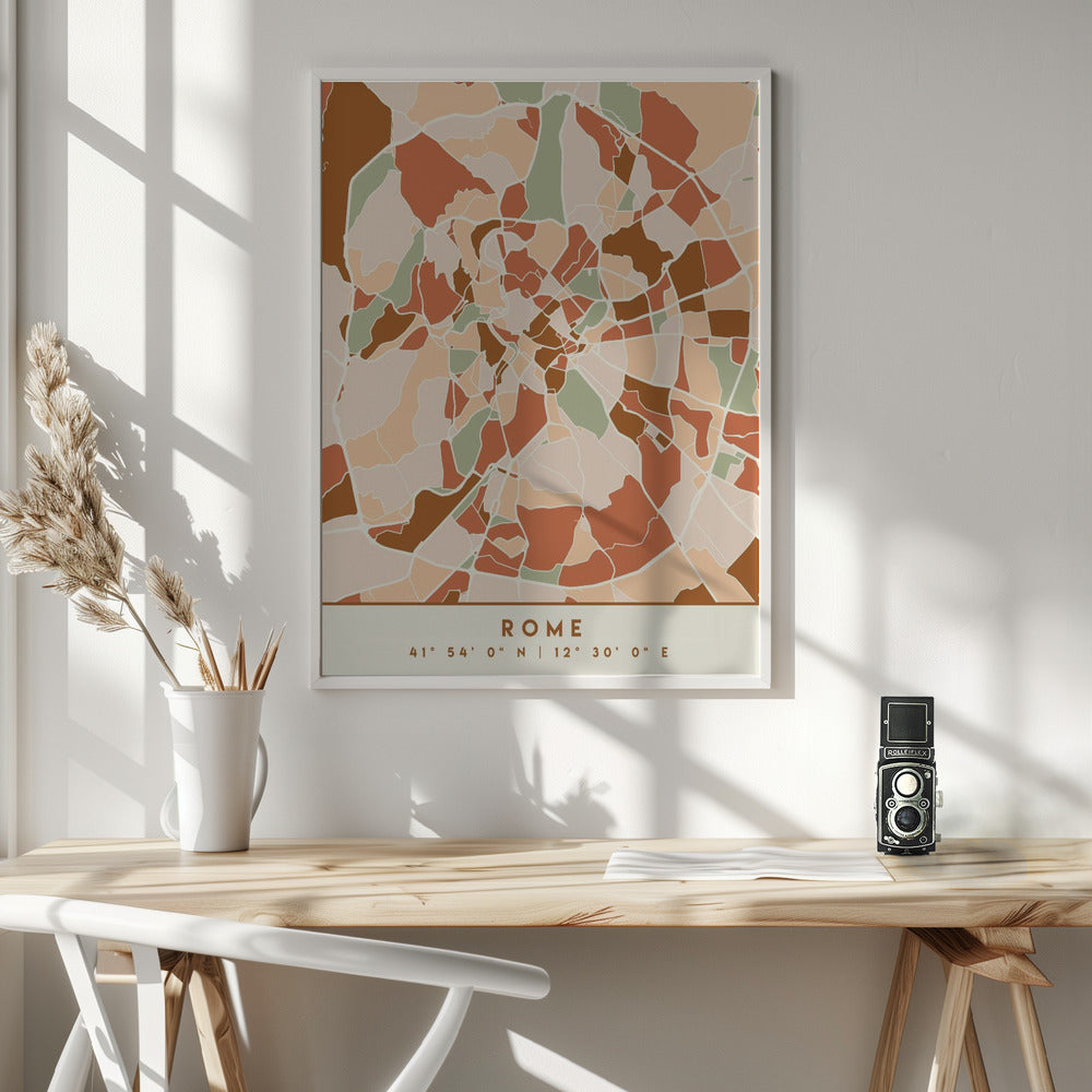 Black Maps Earth Tones 72 - Poster / Art Print - interiör