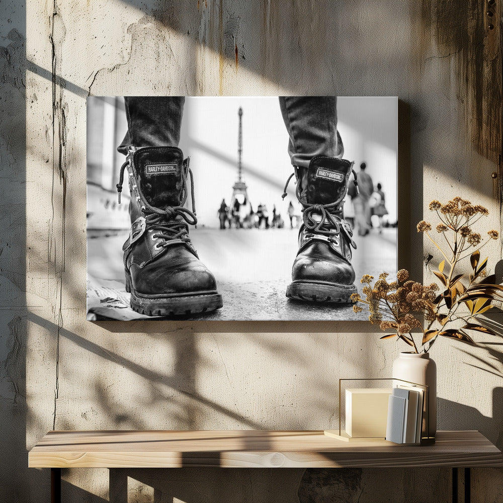 Biker Boots in Paris - Poster / Art Print - interiör