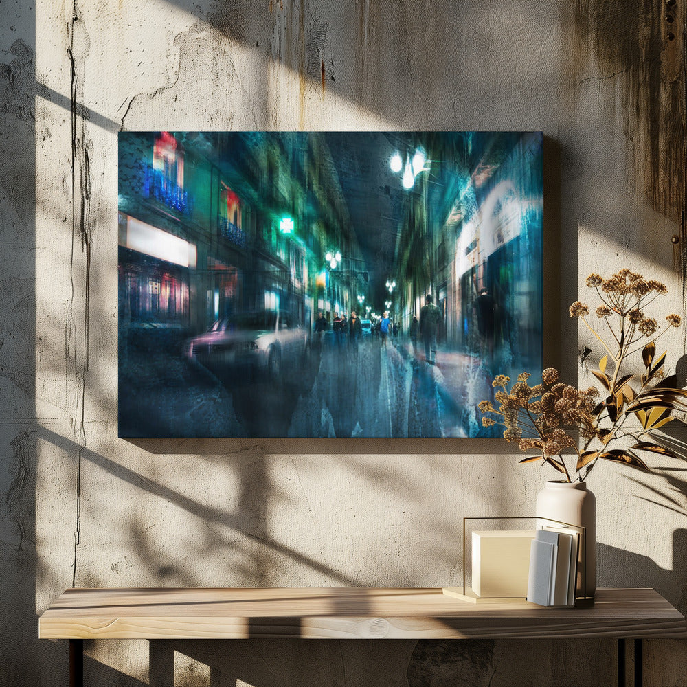 Night in the alleys of Barcelona - Poster / Art Print - interiör