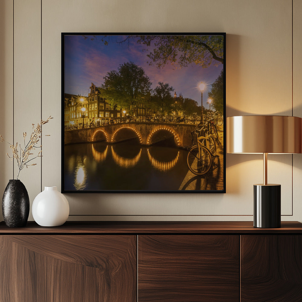 AMSTERDAM Idyllic nightscape from Keizersgracht - Poster / Art Print - interiör