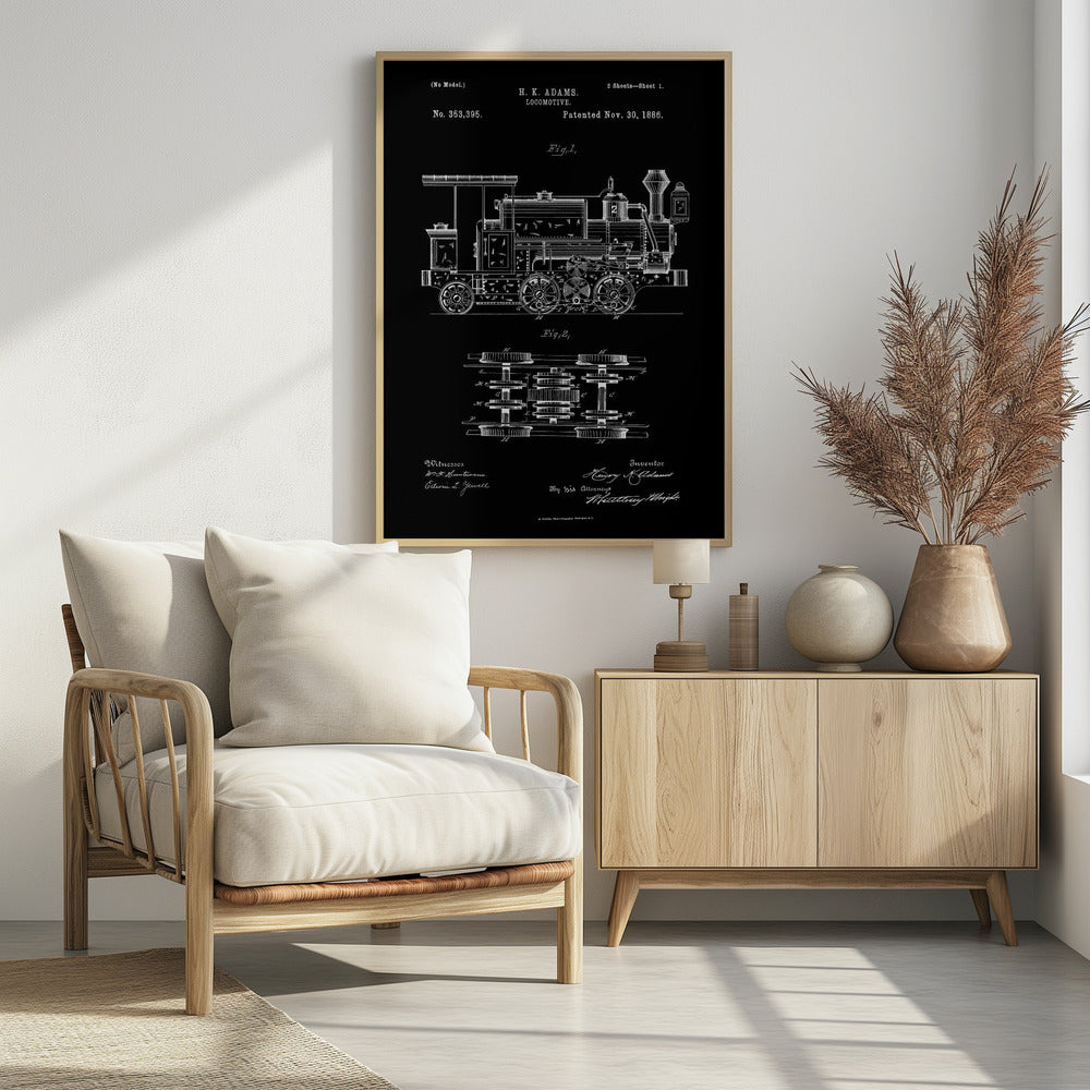Locomotive Patent 1886 - Poster / Art Print - interiör