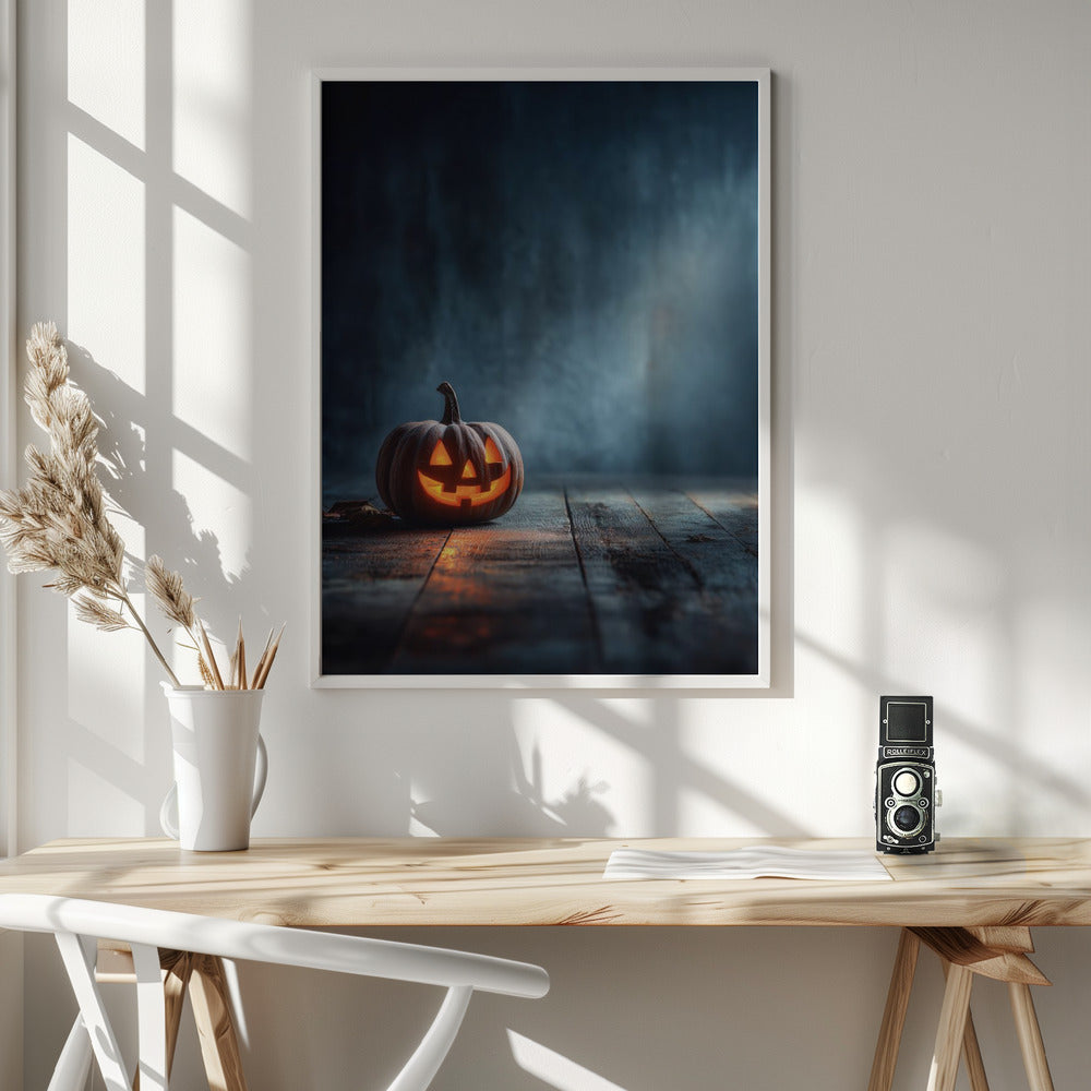 Lantern Pumpkin Halloween Scene (1) - Poster / Art Print - interiör