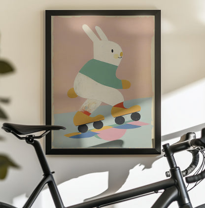 Skating Bunny - Poster / Art Print - interiör